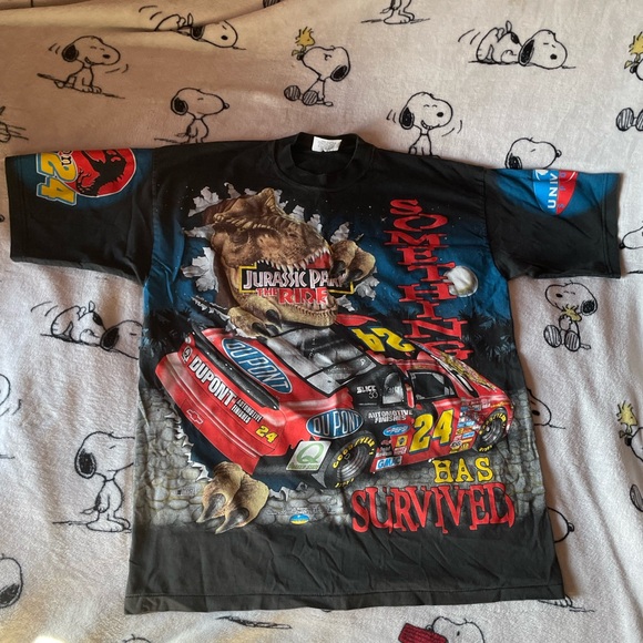 1997 Jurassic Park Jeff Gordon T-Shirt Nascar Universal Studios XL Men’s Vintage - Picture 1 of 5